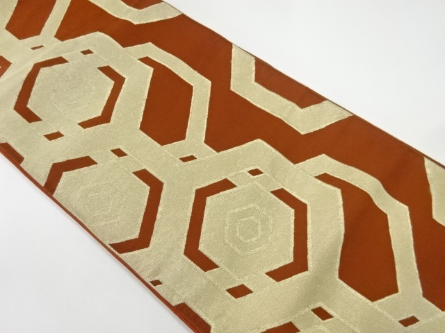 アンティーク　重ね亀甲繋ぎ模様織出し袋帯（材料）